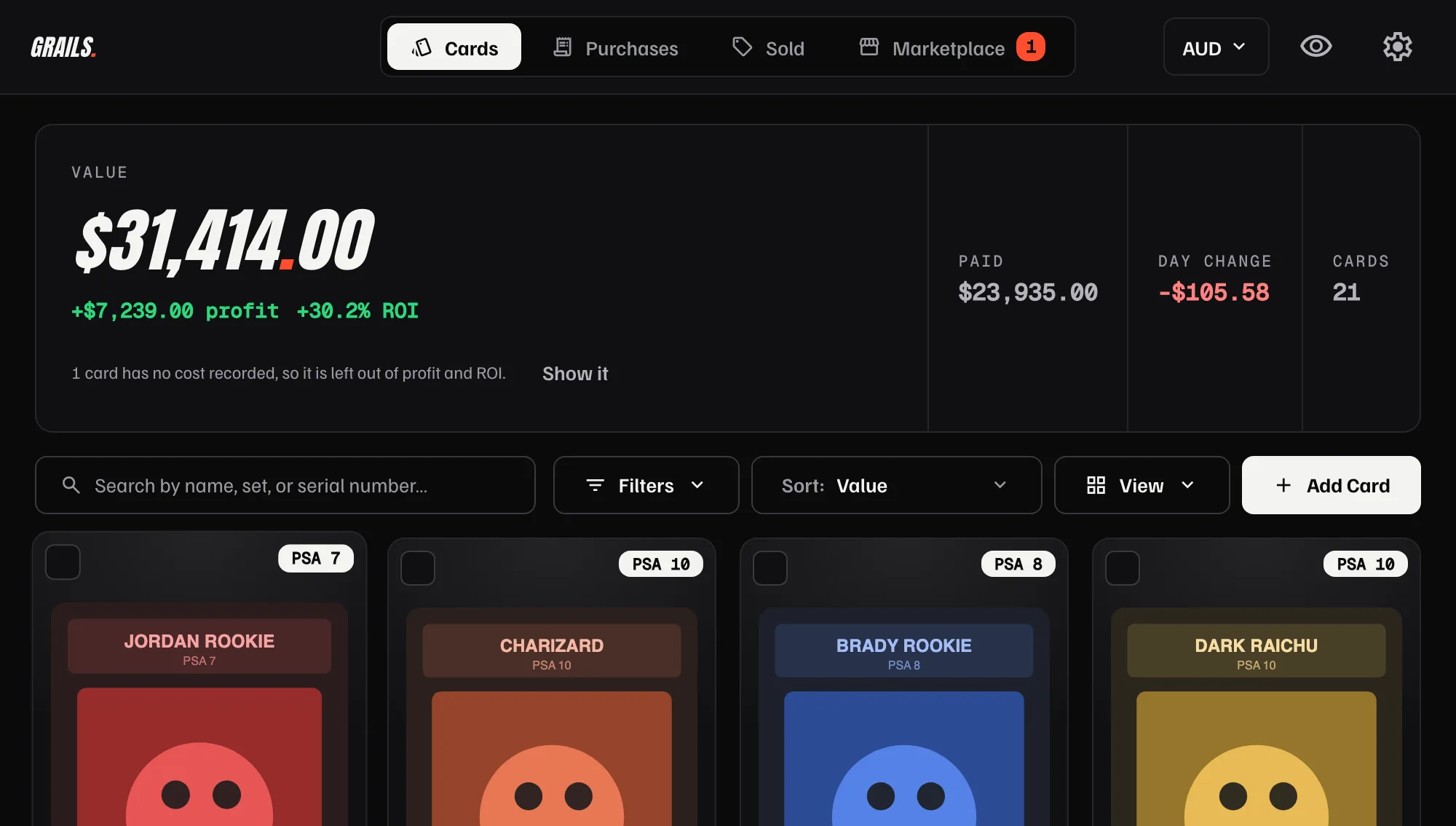 Desktop Dashboard — Complete collection overview with analytics